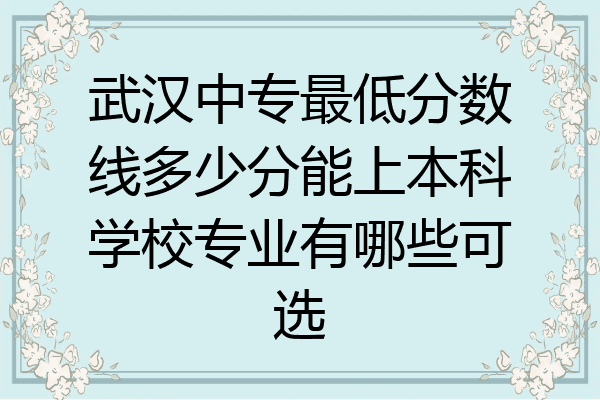 武汉中专最低分数线多少分能上本科学校专业有哪些可选