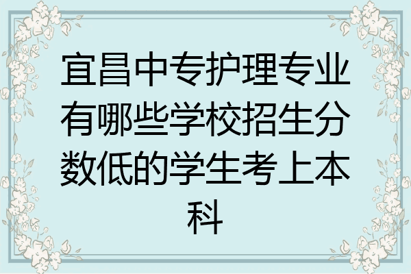 宜昌中专护理专业有哪些学校招生分数低的学生考上本科