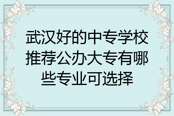 武汉好的中专学校推荐公办大专有哪些专业可选择