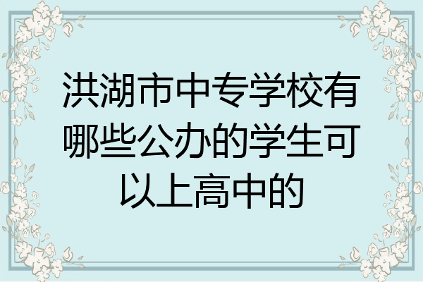 洪湖市中专学校有哪些公办的学生可以上高中的