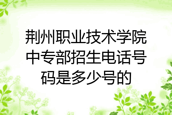 荆州职业技术学院中专部招生电话号码是多少号的