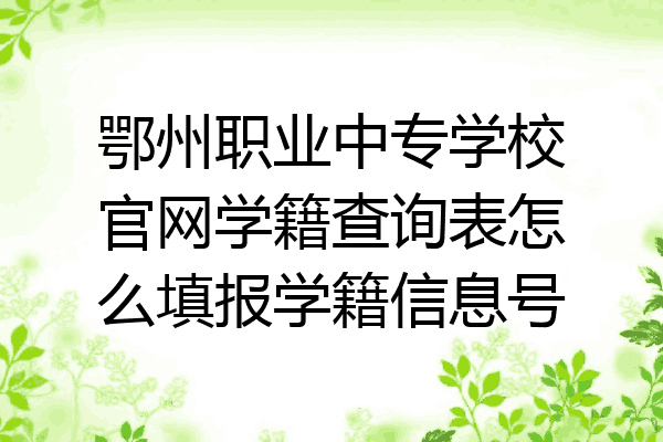 鄂州职业中专学校官网学籍查询表怎么填报学籍信息号