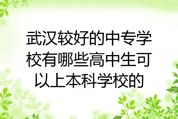 武汉较好的中专学校有哪些高中生可以上本科学校的