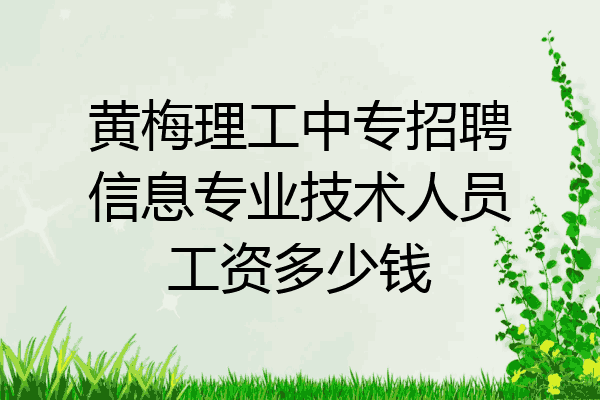 黄梅理工中专招聘信息专业技术人员工资多少钱