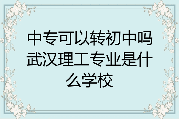 中专可以转初中吗武汉理工专业是什么学校