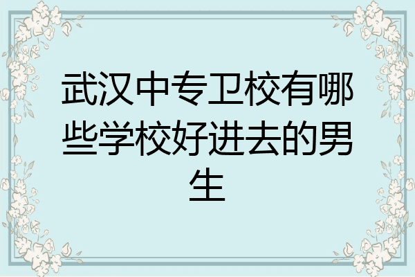 武汉中专卫校有哪些学校好进去的男生