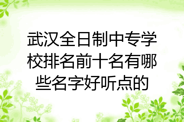 武汉全日制中专学校排名前十名有哪些名字好听点的