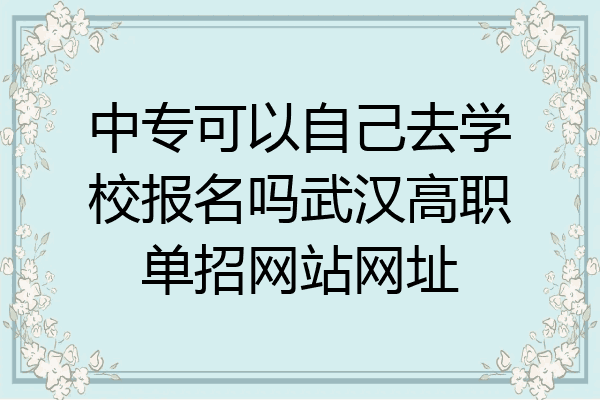 中专可以自己去学校报名吗武汉高职单招网站网址