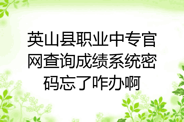 英山县职业中专官网查询成绩系统密码忘了咋办啊