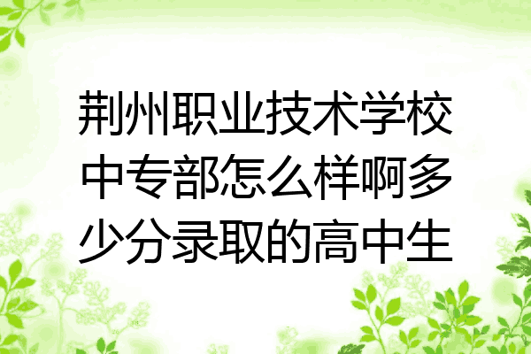 荆州职业技术学校中专部怎么样啊多少分录取的高中生