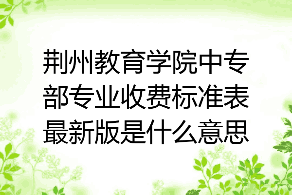 荆州教育学院中专部专业收费标准表最新版是什么意思