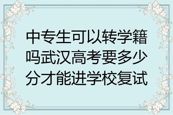 中专生可以转学籍吗武汉高考要多少分才能进学校复试