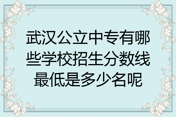 武汉公立中专有哪些学校招生分数线最低是多少名呢
