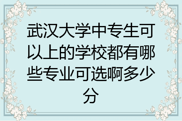 武汉大学中专生可以上的学校都有哪些专业可选啊多少分