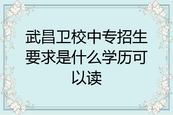 武昌卫校中专招生要求是什么学历可以读