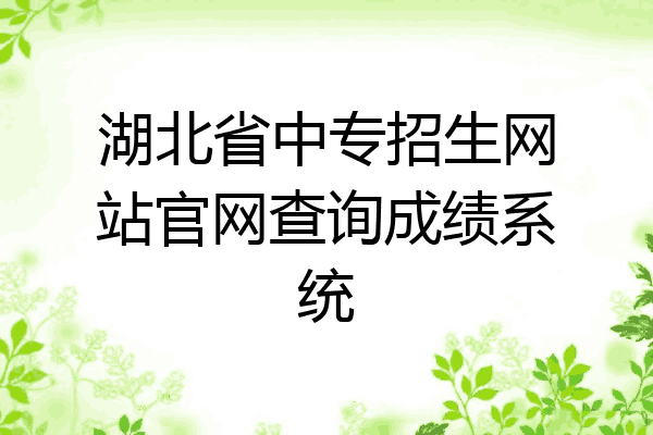 湖北省中专招生网站官网查询成绩系统