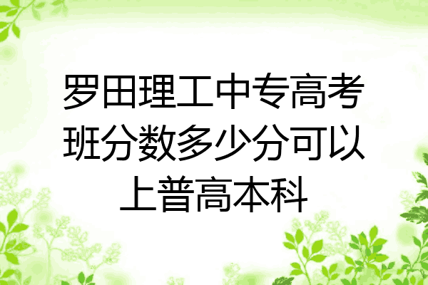 罗田理工中专高考班分数多少分可以上普高本科
