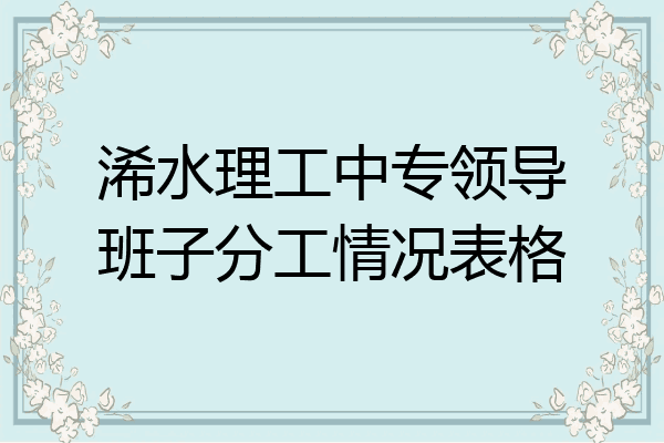 浠水理工中专领导班子分工情况表格