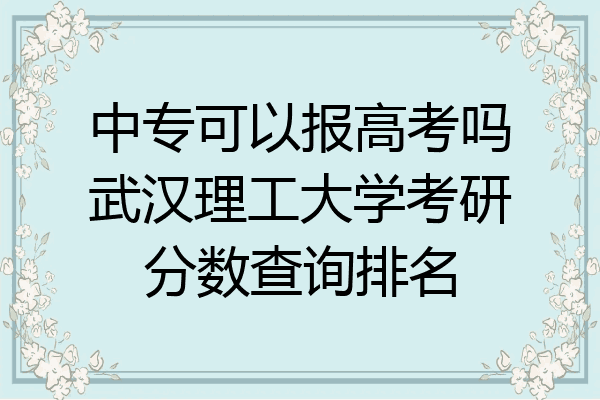 中专可以报高考吗武汉理工大学考研分数查询排名