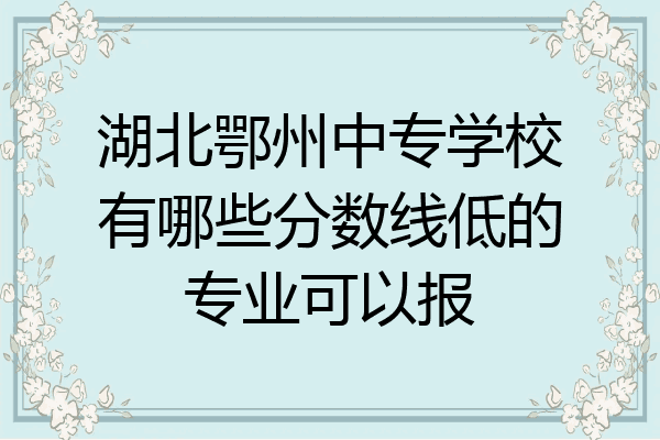 湖北鄂州中专学校有哪些分数线低的专业可以报
