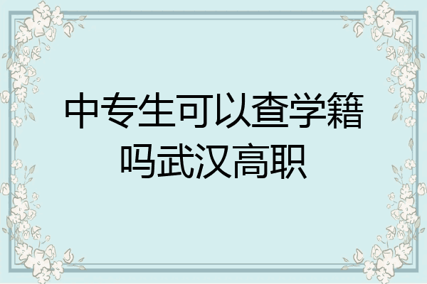 中专生可以查学籍吗武汉高职