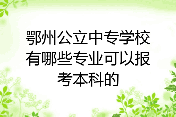 鄂州公立中专学校有哪些专业可以报考本科的