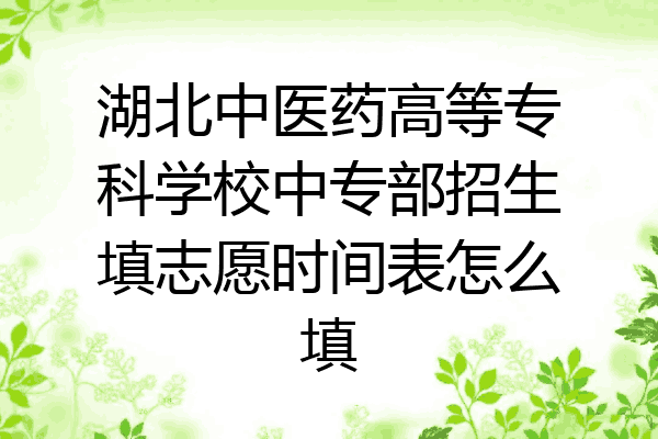 湖北中医药高等专科学校中专部招生填志愿时间表怎么填