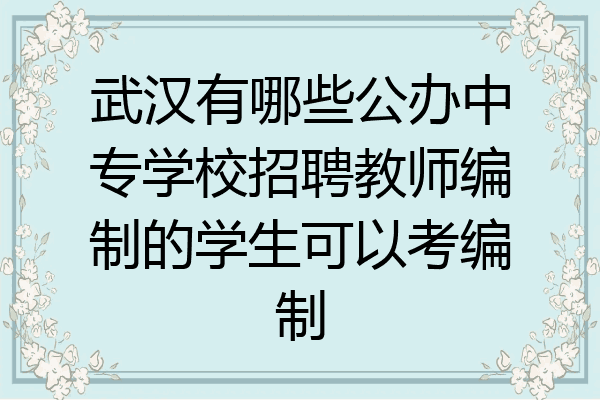武汉有哪些公办中专学校招聘教师编制的学生可以考编制
