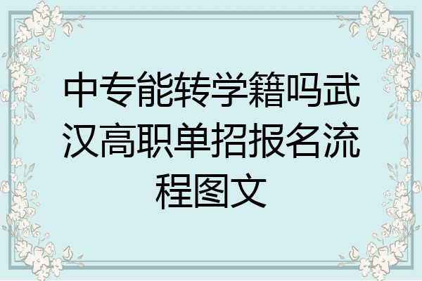 中专能转学籍吗武汉高职单招报名流程图文
