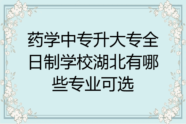 药学中专升大专全日制学校湖北有哪些专业可选