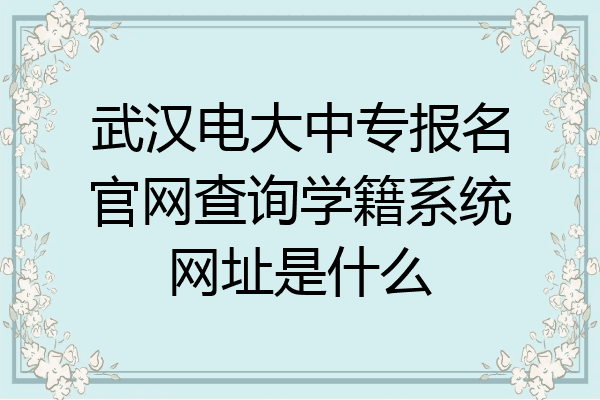 武汉电大中专报名官网查询学籍系统网址是什么