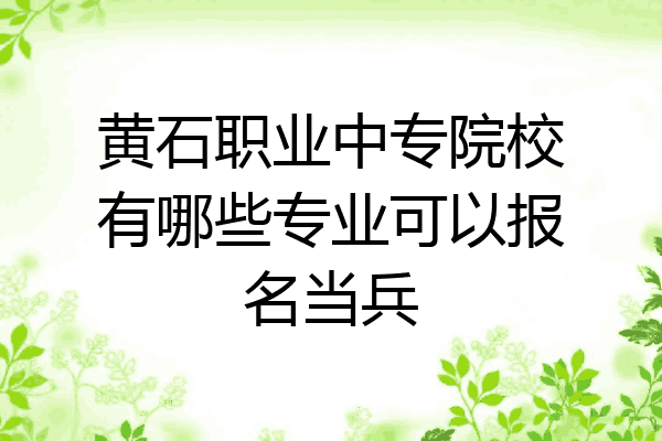 黄石职业中专院校有哪些专业可以报名当兵