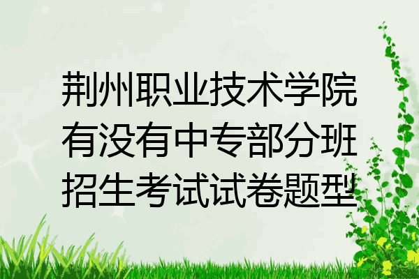 荆州职业技术学院有没有中专部分班招生考试试卷题型