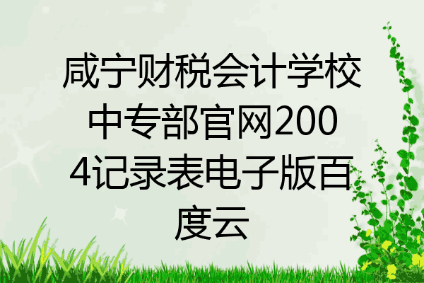 咸宁财税会计学校中专部官网2004记录表电子版百度云
