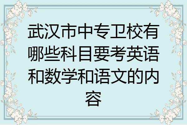 武汉市中专卫校有哪些科目要考英语和数学和语文的内容