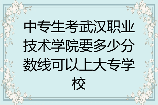 中专生考武汉职业技术学院要多少分数线可以上大专学校
