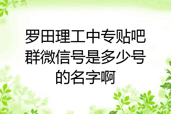 罗田理工中专贴吧群微信号是多少号的名字啊