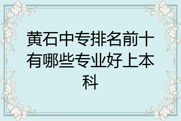 黄石中专排名前十有哪些专业好上本科