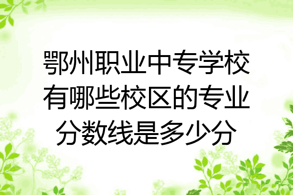 鄂州职业中专学校有哪些校区的专业分数线是多少分