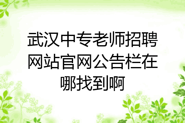 武汉中专老师招聘网站官网公告栏在哪找到啊