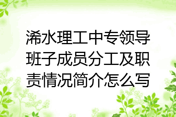 浠水理工中专领导班子成员分工及职责情况简介怎么写