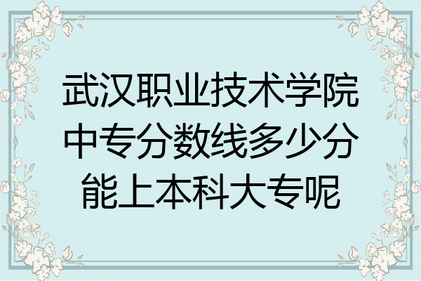 武汉职业技术学院中专分数线多少分能上本科大专呢