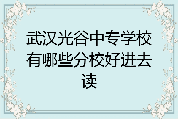 武汉光谷中专学校有哪些分校好进去读