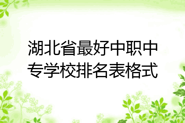 湖北省最好中职中专学校排名表格式