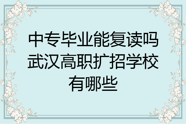 中专毕业能复读吗武汉高职扩招学校有哪些