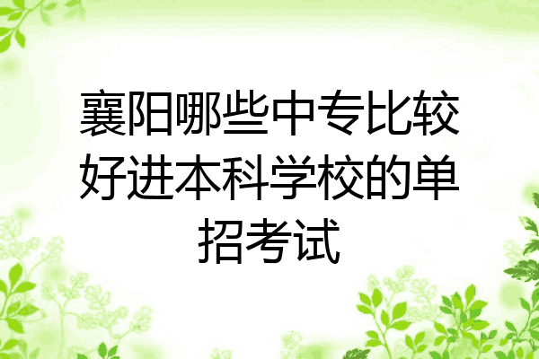 襄阳哪些中专比较好进本科学校的单招考试
