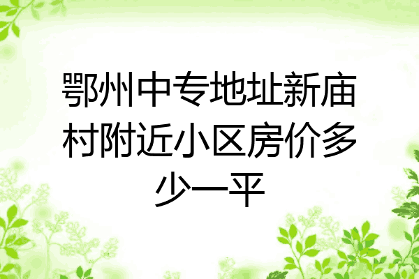 鄂州中专地址新庙村附近小区房价多少一平