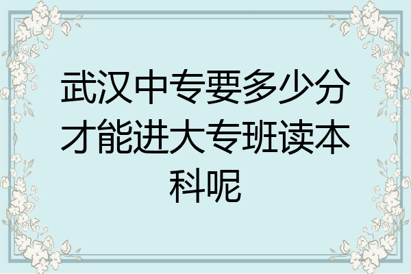 武汉中专要多少分才能进大专班读本科呢