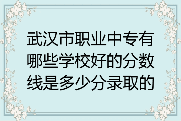 武汉市职业中专有哪些学校好的分数线是多少分录取的