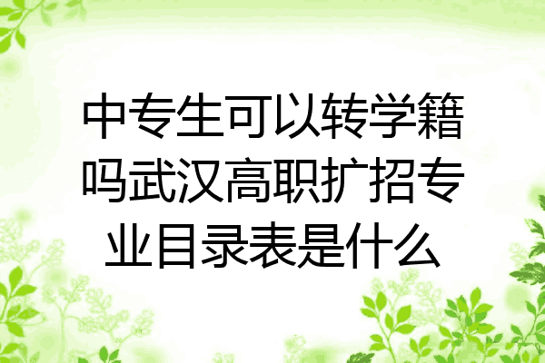 中专生可以转学籍吗武汉高职扩招专业目录表是什么